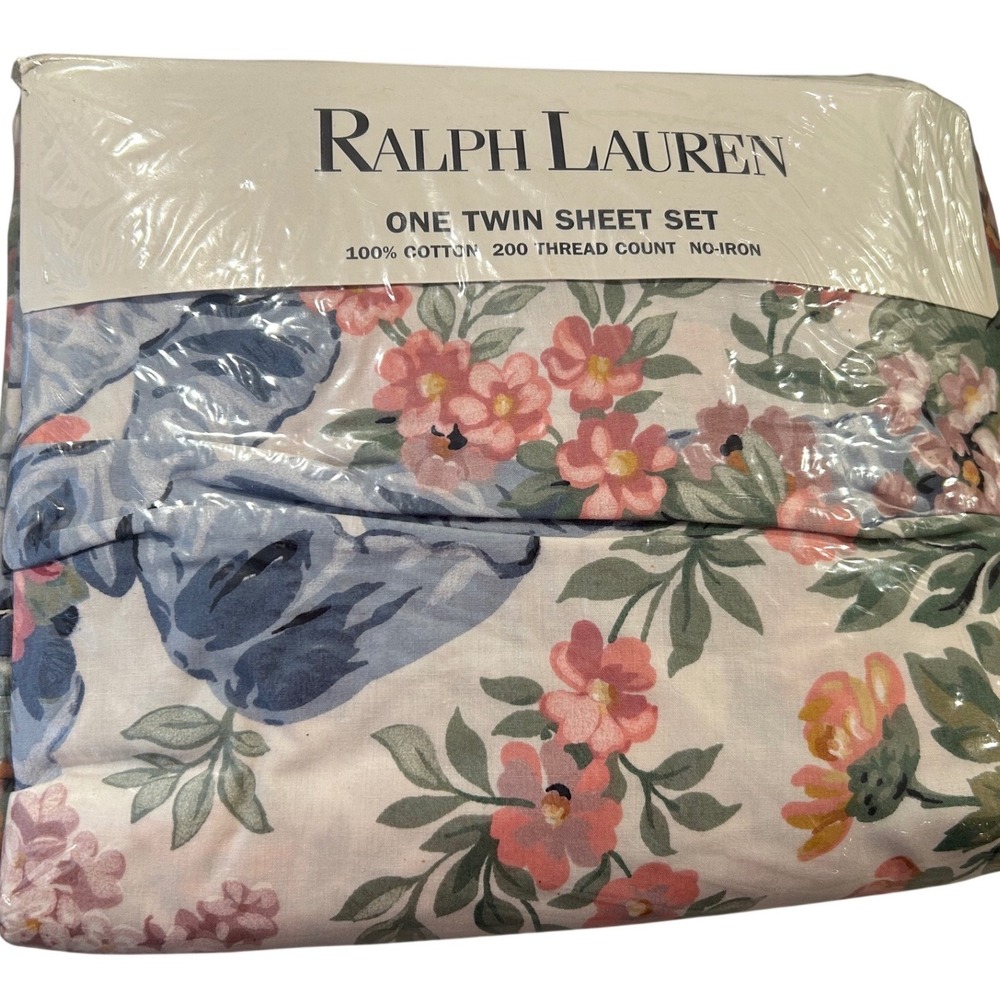 Ralph Lauren Allison Multi Twin Sheet Set 100% Cotton Floral 200 TC‎ Vintage New